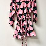 Rhode Maryn Blouson Sleeve Ruffle Mini Dress Braided Tie Waist Rose Bloom XS Pink Photo 2