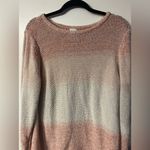 Chico's 3 Ombre Pink Tan Striped Metallic Knit Pullover Sweater XL 16 18 Photo 1