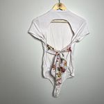 Lulus  Open Back Floral Tie White Short Sleeve Bodysuit Photo 4