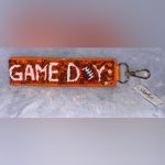 Vigla NWT Orange/White Game Day Football Seed Bead Sequin Keychain Wristlet Orange Photo 1