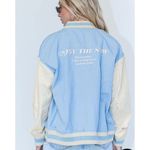 Princess Polly Riley Oversized Bomber Jacket in Blue Photo 10