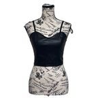 Jolie & Joy Vegan Leather Crop Corset Top S | Black Biker Moto Goth Edgy Tank Photo 1