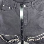 Crystal Slit Cutout Jeans Women Large 29x26 High‎ Rise Straight Leg Black Denim Size 29 Photo 5