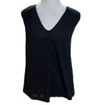 Banana Republic Black Linen Blend Sleeveless V-Neck Lace Detail Tank Top Size XS Photo 7