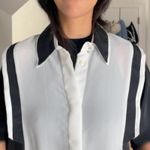 Oscar de la Renta Black and white striped  expressions button up shirt. size 12 Photo 2