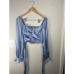 Urban Outfitters Women's Blue Satin Twist Front Crop Top Size S Photo 1