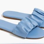 J.Crew Blue Slide Sandals with Ruched Strap Photo 0