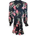 MISA Los Angeles Iyana Tie-Neck Smocked Waist Mini Dress Black Floral Sz S Photo 3