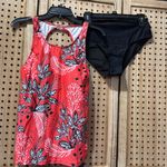 Tempt Me #40  Slimming High Neck Tankini Top and Bottoms For Swimming-Red floral Photo 3