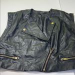 Peper Tee black Faux Leather Vest with Gold Accents. Size L Photo 14