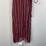 Aritzia Wilfred Free Maroon Red Striped Short Sleeve Jesse Wrap Dress Size XS Photo 1