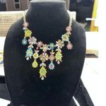 Betsey Johnson gold tone flower PALISADE LOST necklace And Earrings Set Photo 8