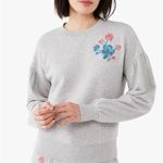 Kate Spade NEW Floral Embroidered Sweatshirt Grey Melange Photo 1