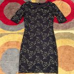 Forever 21 Vintage y2k Short Sleeve Lace Metallic Black Gold Dress Size Small Photo 1