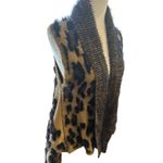 Leopard‎ Print Sleeveless Cardigan Duster Sweater Vest Open Front Animal Print Brown Photo 1