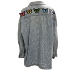 Y2K Nada Nuff Contempo Patch Zip Up Long Sleeve Jean Shirt Jacket Medium Blue Photo 3
