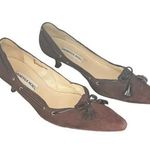 Vanessa Noel Leather Brown Suede Kitten Heel Pumps Career Shoes SIZE 7.5 Photo 0