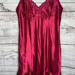 Vintage Satin Marron Slip Lace Floral Embroidered LG Red Photo 0