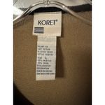 Vntg Koret Tan With Black Trim Paisley Embroidered Open Cardigan Size Large Brown Photo 3