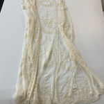 Cream Lace Long Vest embroidery faux design duster kimono Photo 0