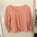 ZARA  Coral Top with Ruched Sleeves Photo 1