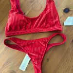 Dippin' Daisy's Red Bikini Set M/L Dippin Daisy’s Ribbed Festival Photo 0