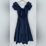 Sea NY Heidi Flutter Sleeve Smocked Navy Midi Dress 2 Blue Photo 6