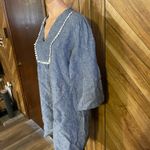 Boden USA Boden Evangeline Pure Linen Tunic Dress Women's 10R Light Blue Pom Pom Cover Up Photo 3