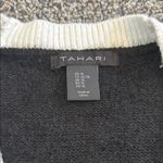 Tahari  Black and White V-Neck Cardigan Photo 4