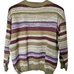 VTG Emmiol Womans Striped Crew Neck Knit Sweater Small Pistachio Green Purple Photo 0