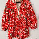 Farm Rio  Button Front Balloon Sleeve Printed Romper, Size L Photo 5