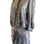 Ba&sh Salina Metallic Mini Dress Lighweight Knit Silver Open Back 3 Large EUC Photo 6