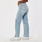 Hollister  curvy ultra high rise dad patch jeans Photo 2