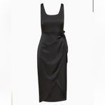 Wilfred Aritzia Saturn Satin Tie Waist Midi Dress Black XS Cocktail Photo 14