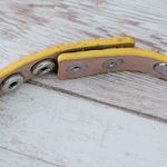 Rustic Cuff Wrap Bracelet or Choker Necklace - Yellow Animal Print Photo 7