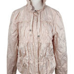 Chico's Light Pink Jacket with Layered Ruffles Size Medium Pink Satin Jacket Photo 0