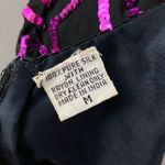 Vintage Silk & Sequin Short Sleeve Blouse Medium Cocktail Black Photo 4