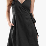 NWT Amazhiyu Pure Linen Summer Sleeveless Spaghetti Strap Midi Dresses Black M Size M Photo 0