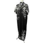 Anthony Richards Black White Floral Hawaiian SS 1/2 Zip Robe Loungewear Medium Photo 4