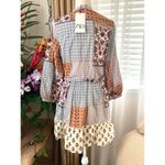 ZARA Belted Patchwork Cottagecore Printed Shirt Dress in Multicolor Photo 9
