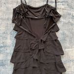 BCBGMAXAZRIA Black Tiered Ruffle Convertible Ginger Mini Dress Size 8 Photo 3