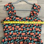 Modcloth  Black Orange Fruit Peach Print Swing Retro Dress L Photo 5