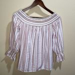 And The Why small Women’s Striped Off Shoulder Peasant Top Photo 0