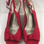 Solanz Red Open Toe Wedge Sandals Photo 0