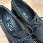 Stuart Weitzman Black Calf and Tweed Gatsby Lace-Up Oxford Loafers Size 7.5 Photo 3