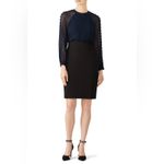 Badgley Mischka  dark blue black long sleeve sheath dress 2 Photo 9