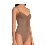 Free People  Cocoa Corset Bodysuit Size M Sleeveless Hook and Eye Thong Teddy‎ Photo 14