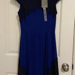 YA Los Angeles NEW  women’s electric blue black lace cap sleeve flare skirt dress Photo 0