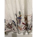 ZARA Women 100% Cotton White Maxi A-Line Skirt Ocean Embroidered Lined Tassel M Photo 6