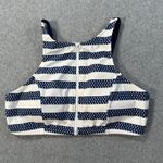 Venus High Neck Zip front Bikini Swimsuit Size 14 Navy/White Sailboat Stripe Photo 1